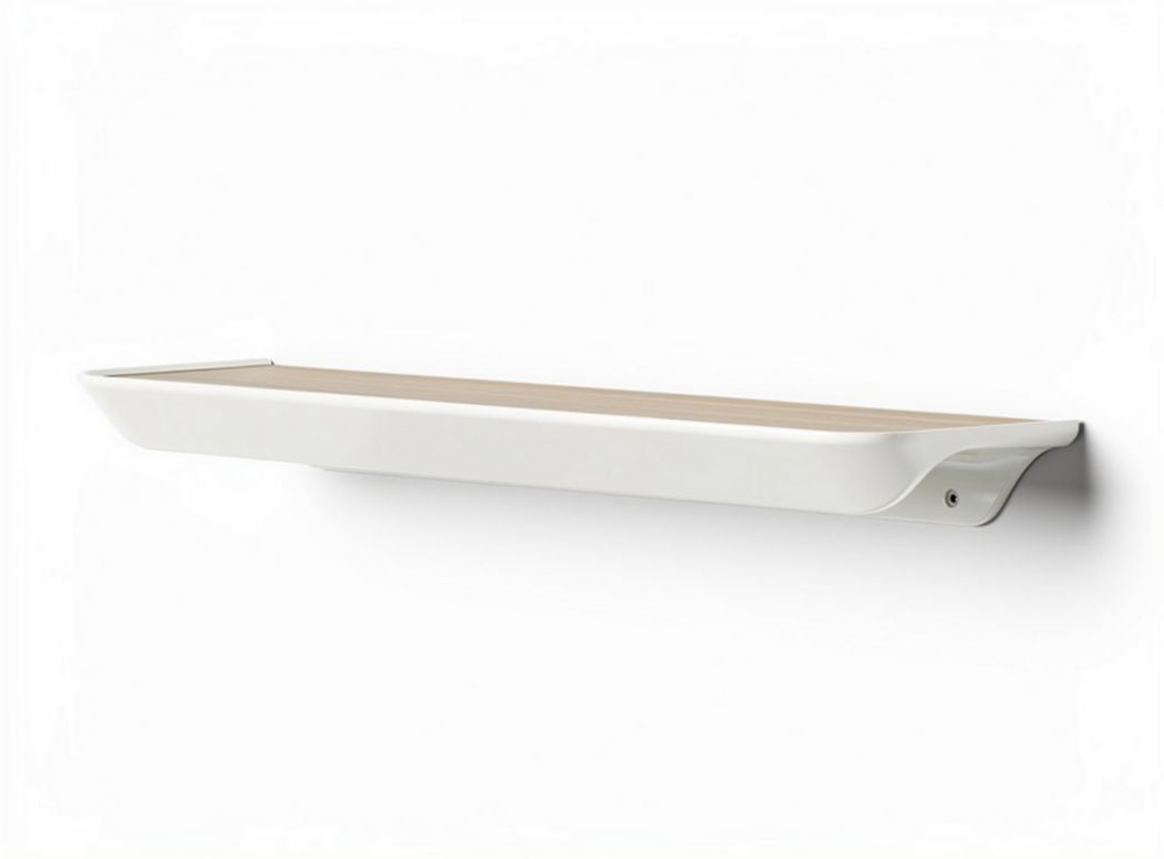 Wall-mounted shelf with wood finish in white color 80 x 25 x 10cm