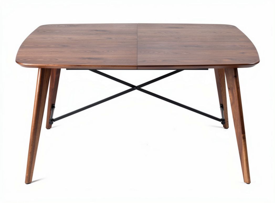 Wooden dining table with extendable feature and metal legs 150 x 90 x 75cm