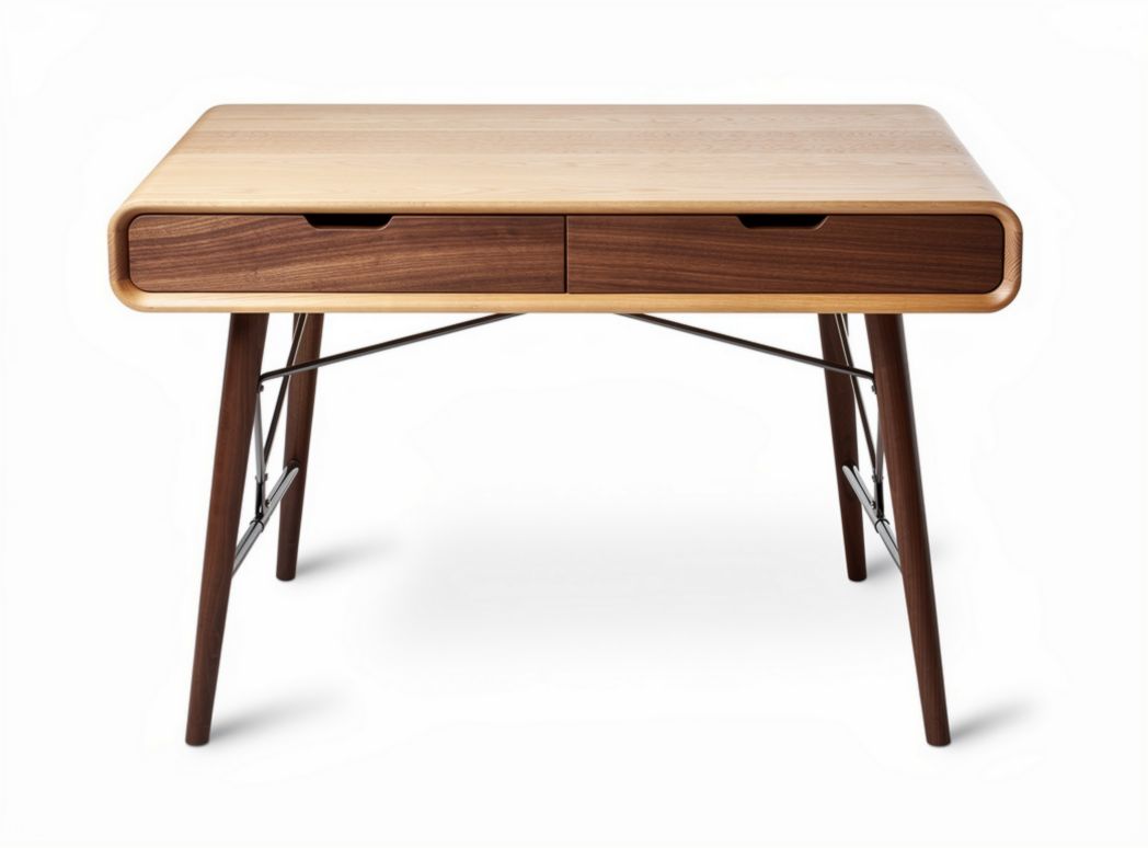 Wooden desk with two drawers and metal legs 120 x 60 x 75cm