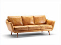 Leather sofa with quilted detailing in brown 200 x 80 x 85cm