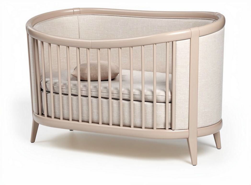 Oval crib with fabric upholstery and wooden frame 90 x 60 x 80cm