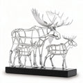Metallic moose family sculpture display for home decor 20 x 10 x 15cm