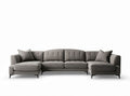 Modular sectional sofa in beige linen fabric with removable cushions 200 x 100 x 85cm