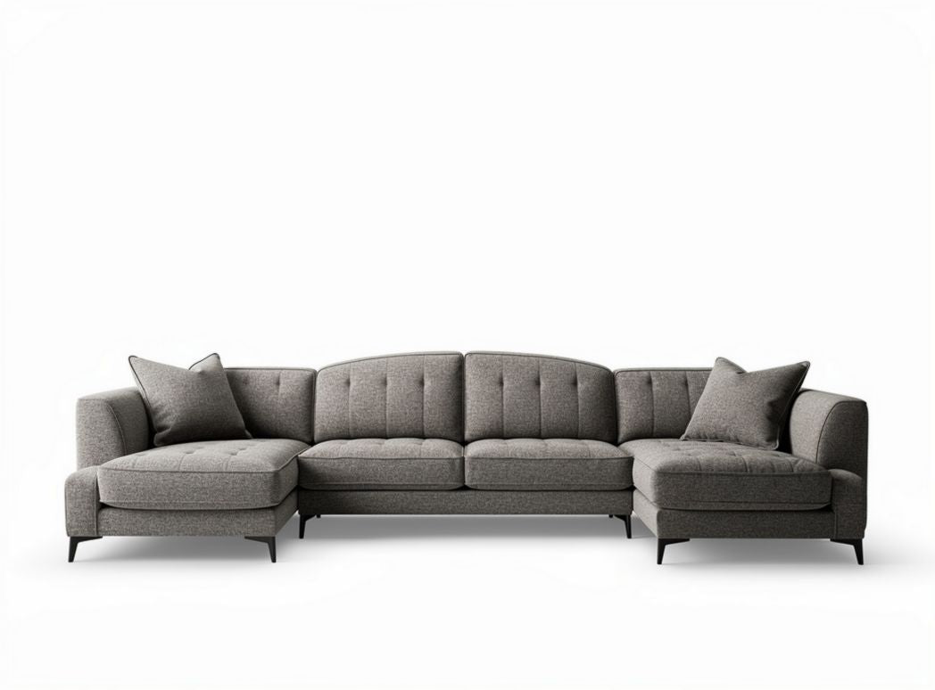Modular sectional sofa in beige linen fabric with removable cushions 200 x 100 x 85cm