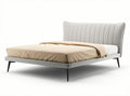 Upholstered platform bed with headboard in light gray fabric 200 x 160 x 100cm