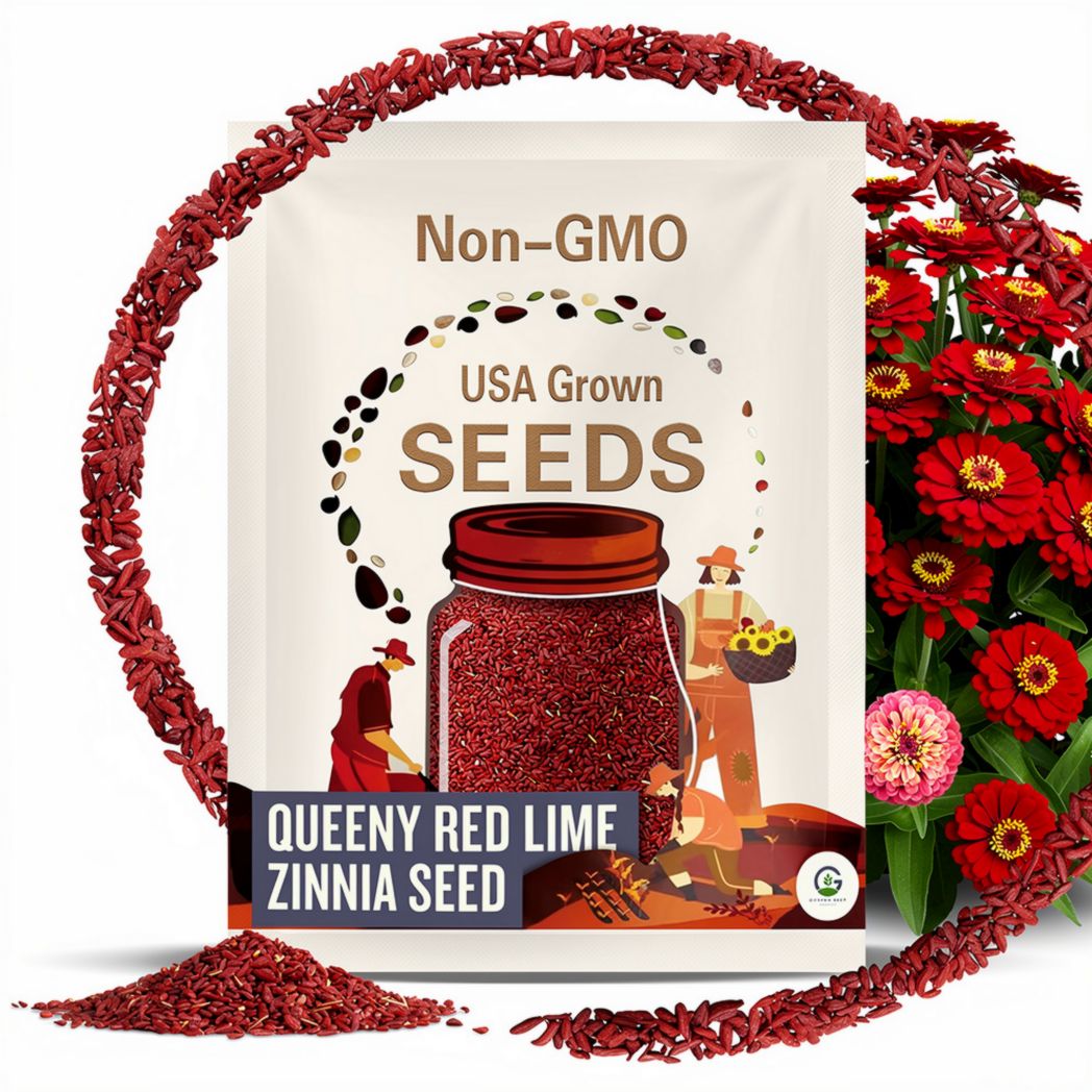 Queeny Red Lime Zinnia Seeds, Zinnia Elegans, Queeny Series