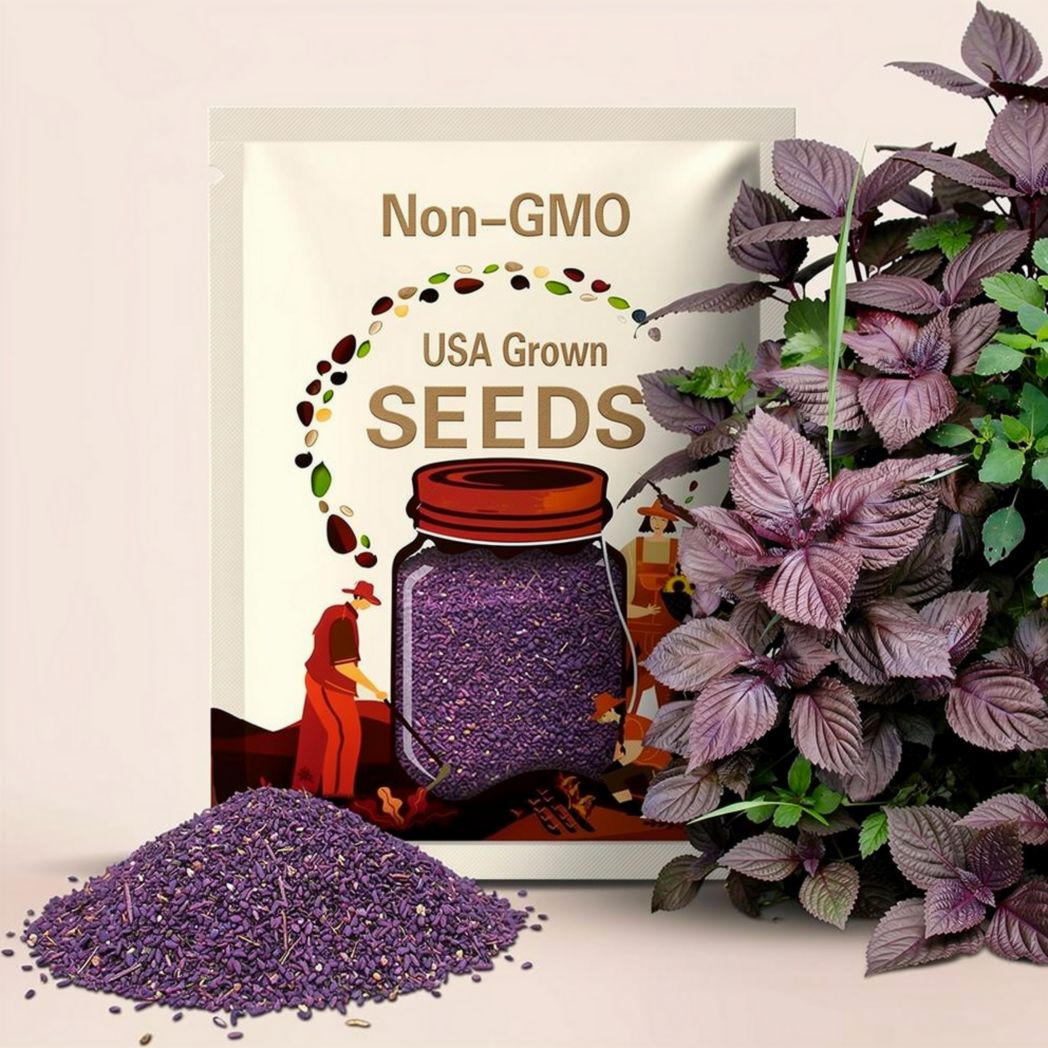 Purple Shiso Herb Seeds - Organic, Heirloom, Open Pollinated, Non GMO - Grow Indoors, Outdoors, In Pots, Grow Beds, Hydroponics, Aquaponics