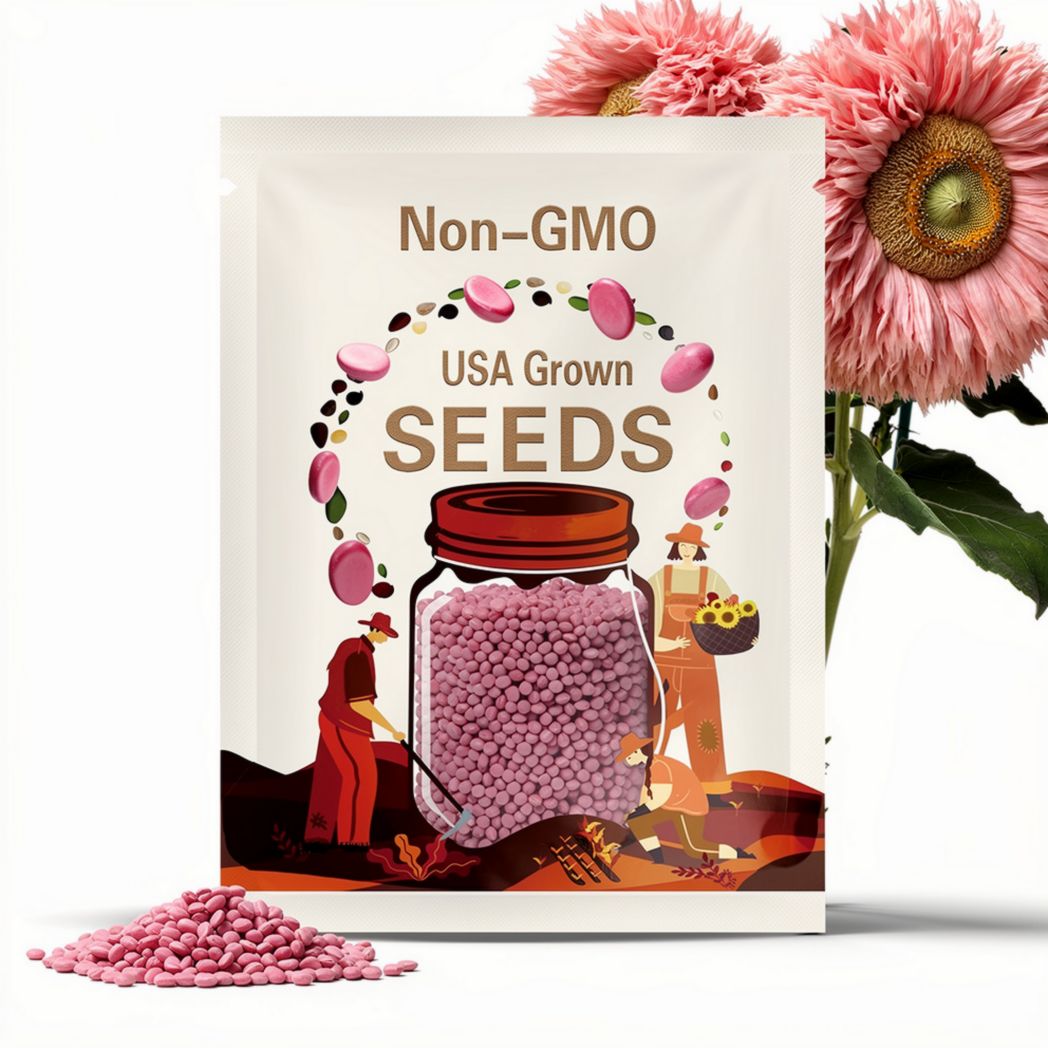 50pcs Pink Giant Teddy Bear Sunflower Seeds – Fluffy Double Blooms for Cottage Gardens, Borders, and Cut Flower Arrangements
