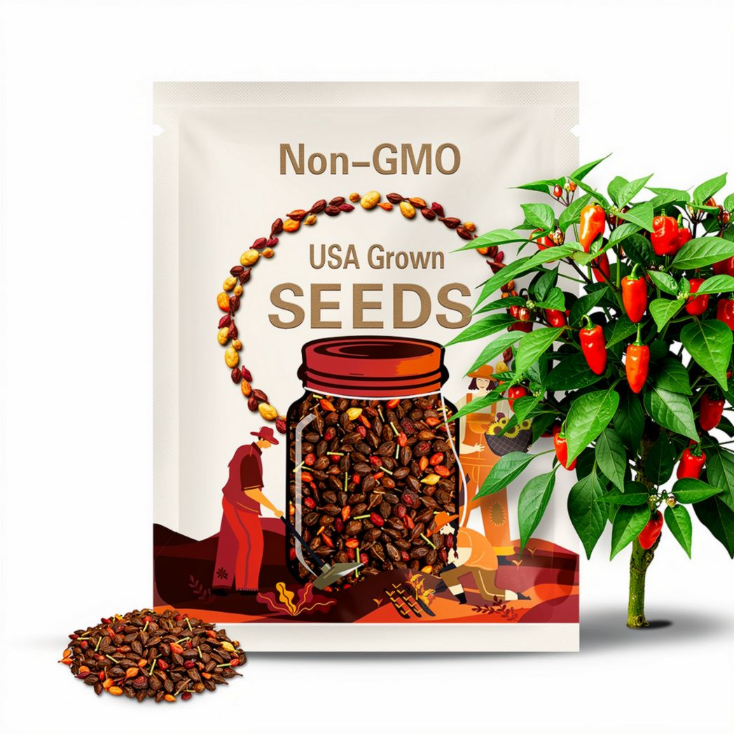Halloween Thai Pepper Seeds Premium Packet - Non-GMO Organic Hot Peppers - Dark Foliage Beautiful Plant!