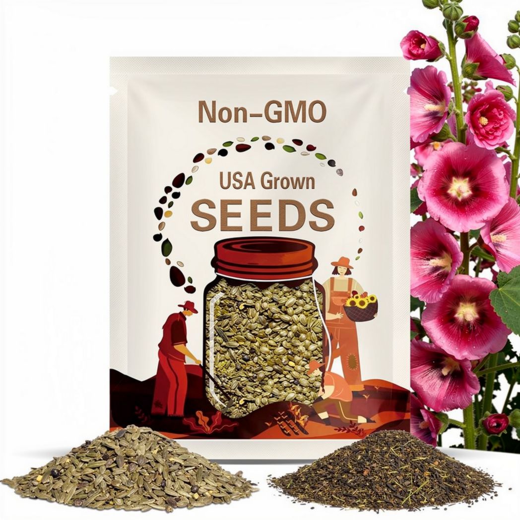 Hollyhock Seeds - Powderpuffs Double Mix - Perennial -Authentic Seeds -Vegetable Seeds-Mix Seeds for Plant-B3G1 #8081