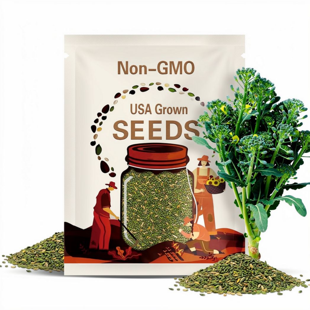 Broccoli Raab Rapini Seeds - Heirloom Seeds, Microgreens, Sprouting Seeds, Stir-Fry, Asparagus, Open Pollinated, Non-GMO