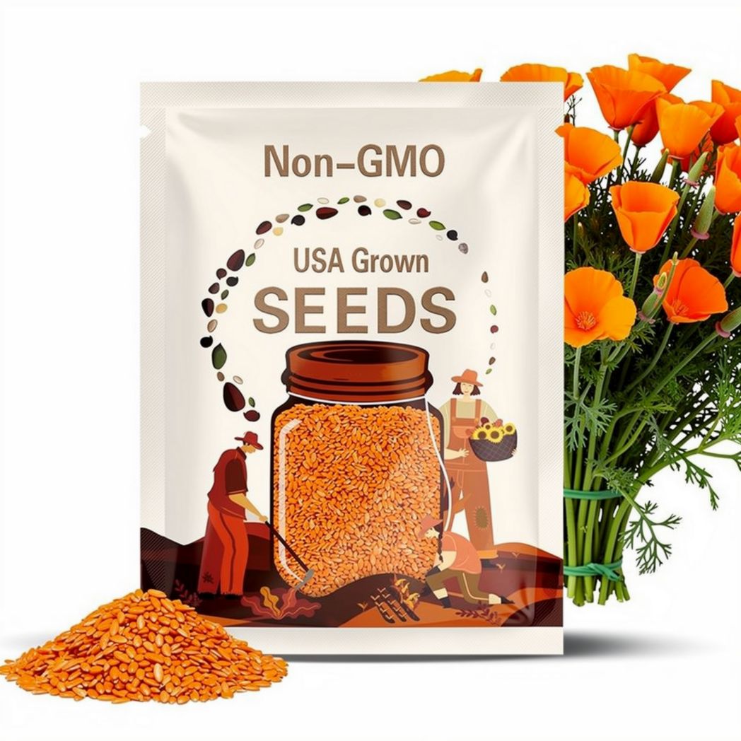 Orange California Poppy Seeds – Eschscholzia californica 500 Seeds | Bright Orange Blooms, Easy-to-Grow Annual Wildflower