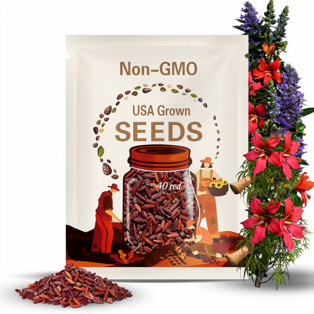 40 Red Texas Star Hibiscus Seeds - 2025 Crop