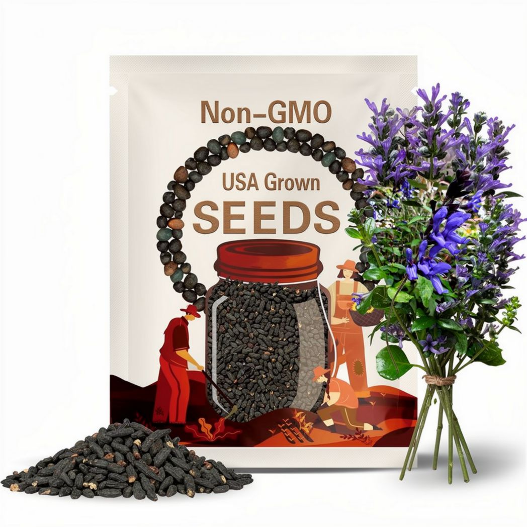 50 Black and Blue Salvia Seeds | Perennial Hummingbird Flower | Deep Blue Blooms | Pollinator Friendly | Non-GMO Garden Seeds
