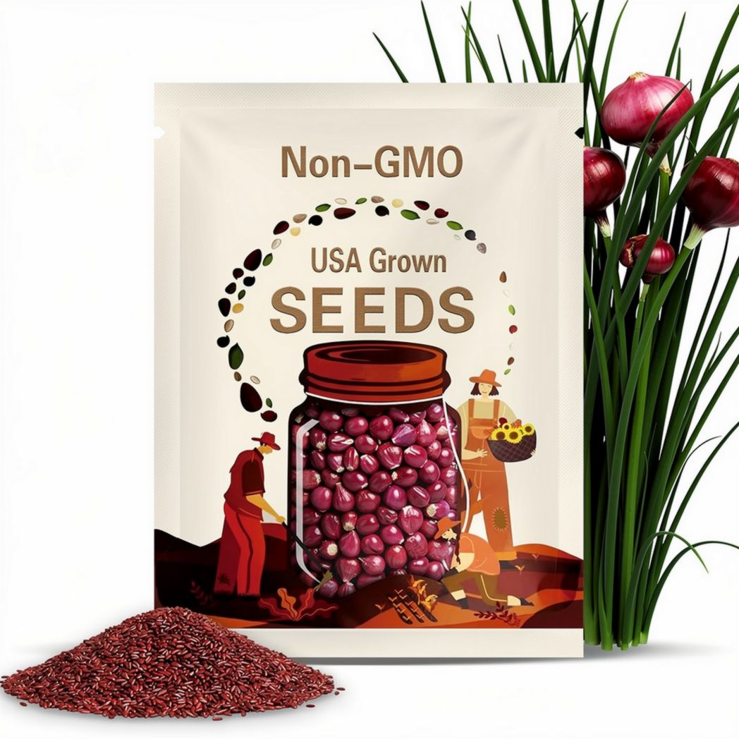 Red Grano Onion (Allium Cepa) Seeds Burgundy Short Day Sweet Red Bulbs for Warm Climates - 250 Seeds/pack