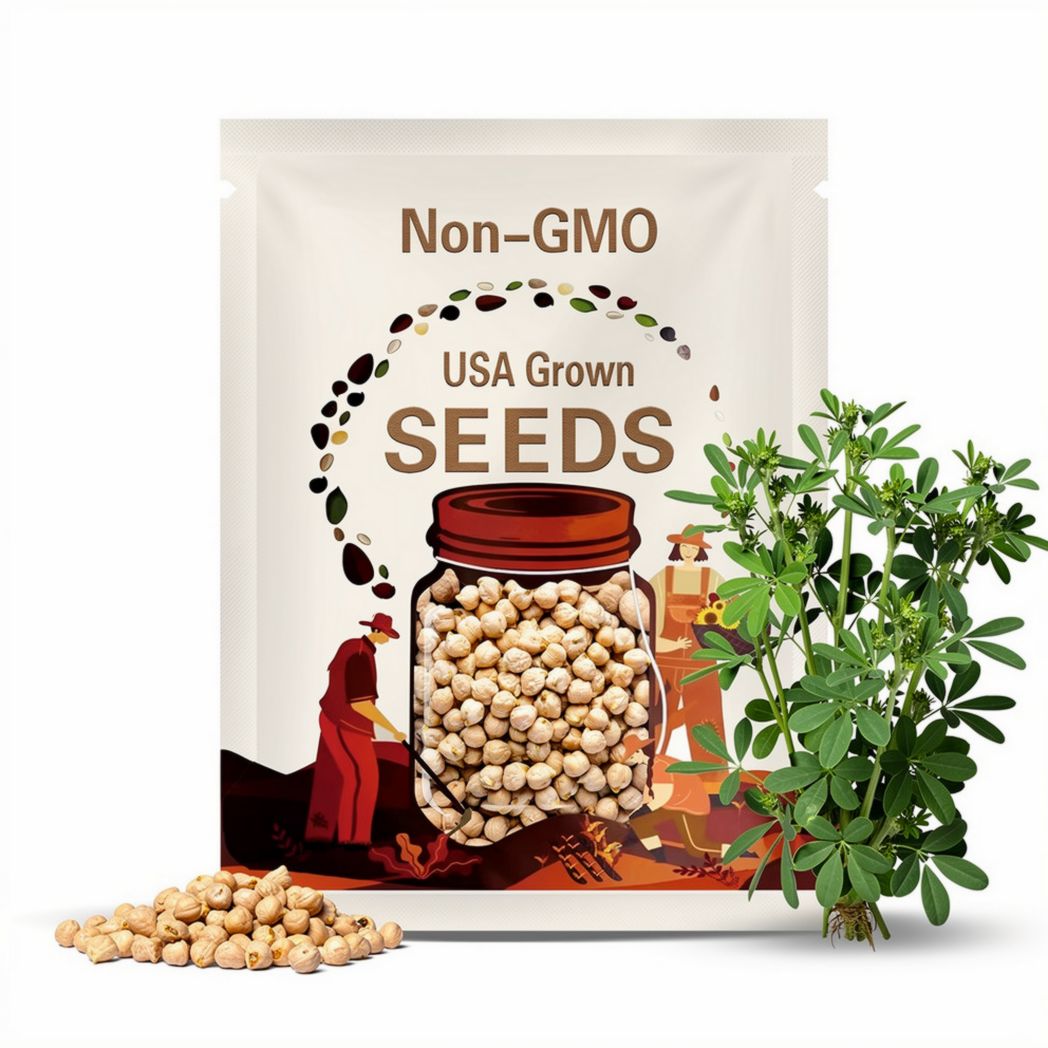 Garbanzo Bean Seeds - Heirloom Seeds, Chickpea Seeds, Bush Bean, Microgreens, Sprouting Seeds, Hummus, Open Pollinated, Untreated, Non-GMO