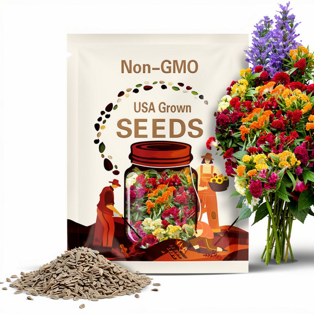 100 Cristata Mix Celosia Seeds – Unique Cockscomb Variety with Bright, Crested Blooms, Heat-Tolerant Annual for Beds Borders and Cut Flowers