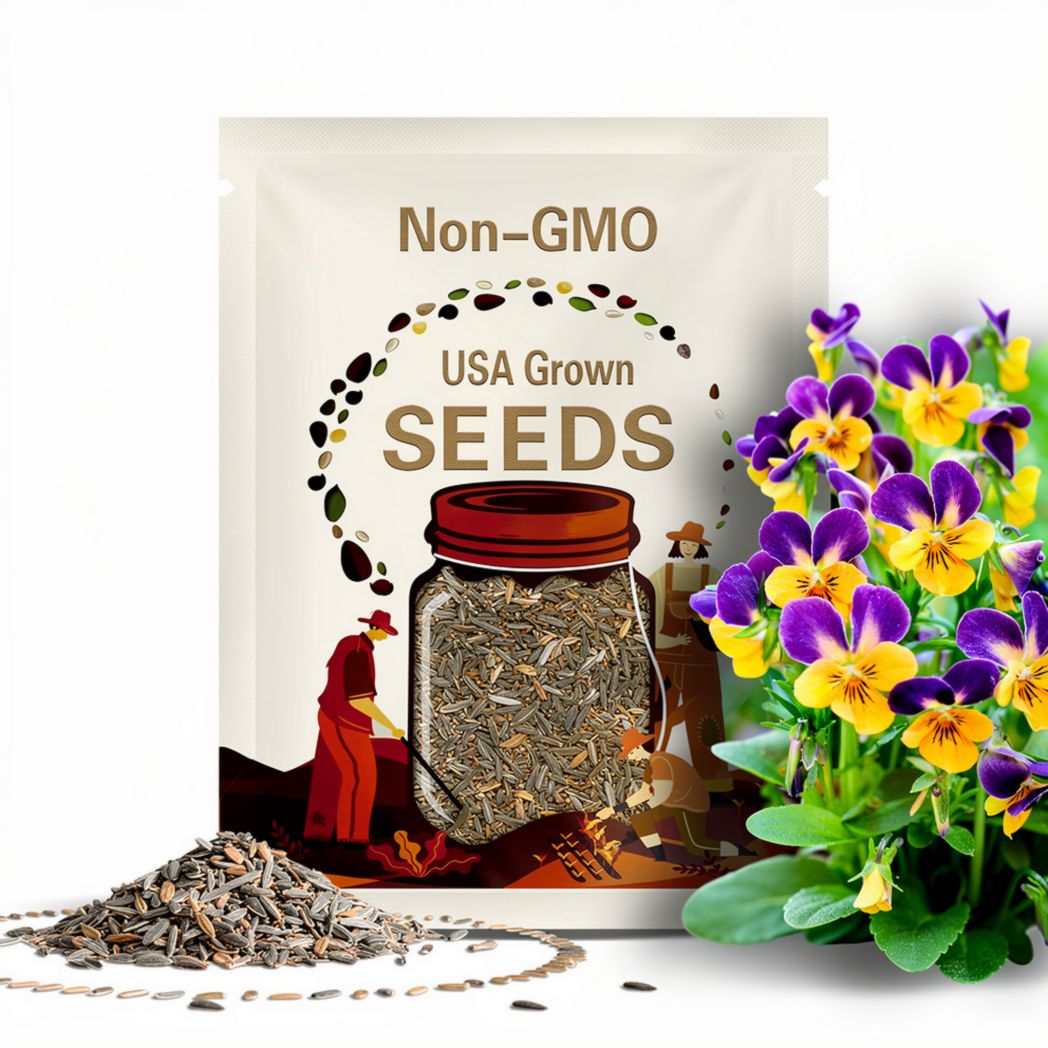 Johnny Jump Up, Helen Mount (Viola) Flower Seeds - Heirloom Flower, Heartsease Pansy, Tri-color Field Pansy, Native Wildflower, Non-GMO