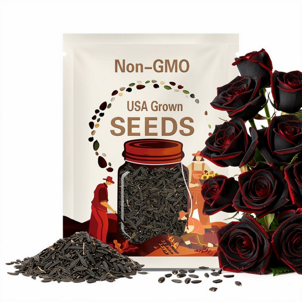 USA-Seller 50Pcs Beautiful  Black Rose Flower with Red Edge Seedling Seed
