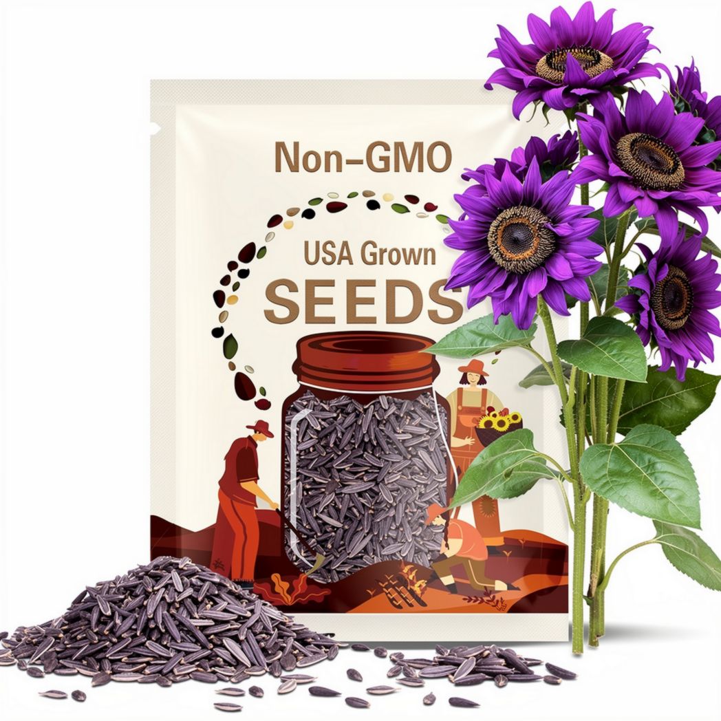 50pcs ‘Violet Majesty’ Purple Sunflower Seeds – Special Natural  Heirloom Variety with Majestic Deep Purple Blooms for Unique Gardens
